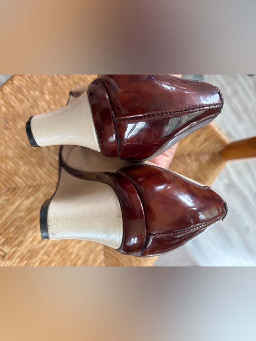 California Magdesians Two-Tone Cream & Brown Women's Leather wedges size 9.5 - Picture 6 of 10